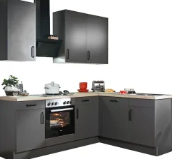 wiho Küchen Winkelküche »"Simi", mit verstellbaren Füßen, wahlweise mit E-Geräten,« Soft-Close-Funktion in Schubkästen & Auszügen,Stellbreite 225/175 cm