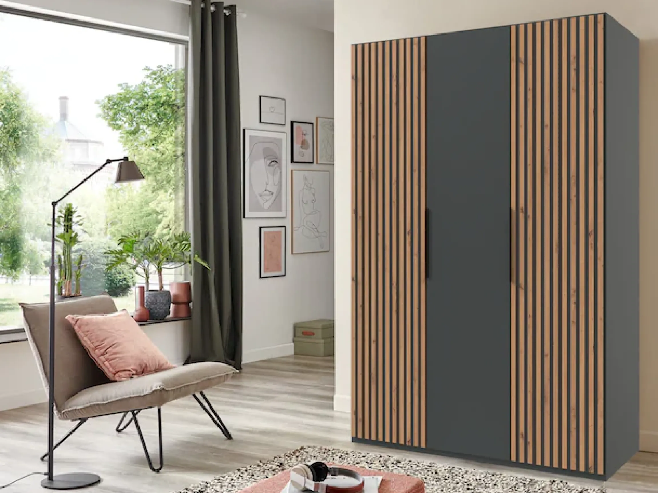 Wimex Drehtürenschrank »Andorra by fresh to go« Mit 3D-Leisten für Akustikpaneel-Optik