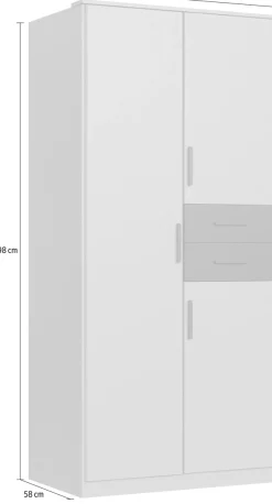 Wimex Drehtürenschrank »Bahamas, Kleiderschrank in den Breiten 90cm oder 135cm erhältlich« mit zwei farblich abgesetzten Schubladen