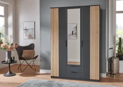 Wimex Drehtürenschrank »Lübeck« Akustiklamellen Optik, mit Spiegeltüren, 135 oder 180cm breit