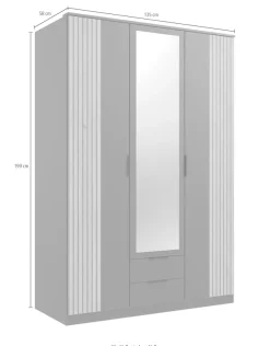 Wimex Drehtürenschrank »Lübeck« Akustiklamellen Optik, mit Spiegeltüren, 135 oder 180cm breit