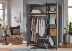 Wimex Drehtürenschrank »Lübeck« Akustiklamellen Optik, mit Spiegeltüren, 135 oder 180cm breit