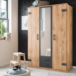 Wimex Kleiderschrank »Cork, mit oder ohne Spiegel, rustikaler Look im Industrial Design« wahlweise in 135cm oder 180cm breit, 58cm tief, 199cm hoch