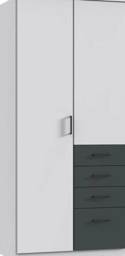 Wimex Kleiderschrank »Cottbus, in weiß oder grau modern kombiniert mit graphitfb.Schubladen« in 3 Größen, schwarze Griffe, Made in Germany,mit 4 Schubladen, wahlweise mit oder ohne Spiegel
