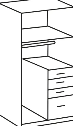 Wimex Kleiderschrank »Cottbus, in weiß oder grau modern kombiniert mit graphitfb.Schubladen« in 3 Größen, schwarze Griffe, Made in Germany,mit 4 Schubladen, wahlweise mit oder ohne Spiegel