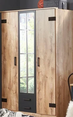 Wimex Kleiderschrank »Liverpool, Made in Germany« mit Spiegel und 2 Schubladen, 135x58x199cm, Industrial Design