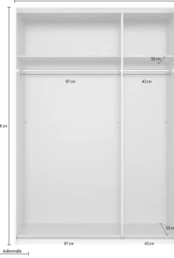 Wimex Kleiderschrank »Mugano, B/T/H 135 oder 180/65/198cm, Made in Germany« wähle Deine Ausstattung: Basic oder Premium!,2 Schwebetüren mit oder ohne Spiegel, Metallgriffe