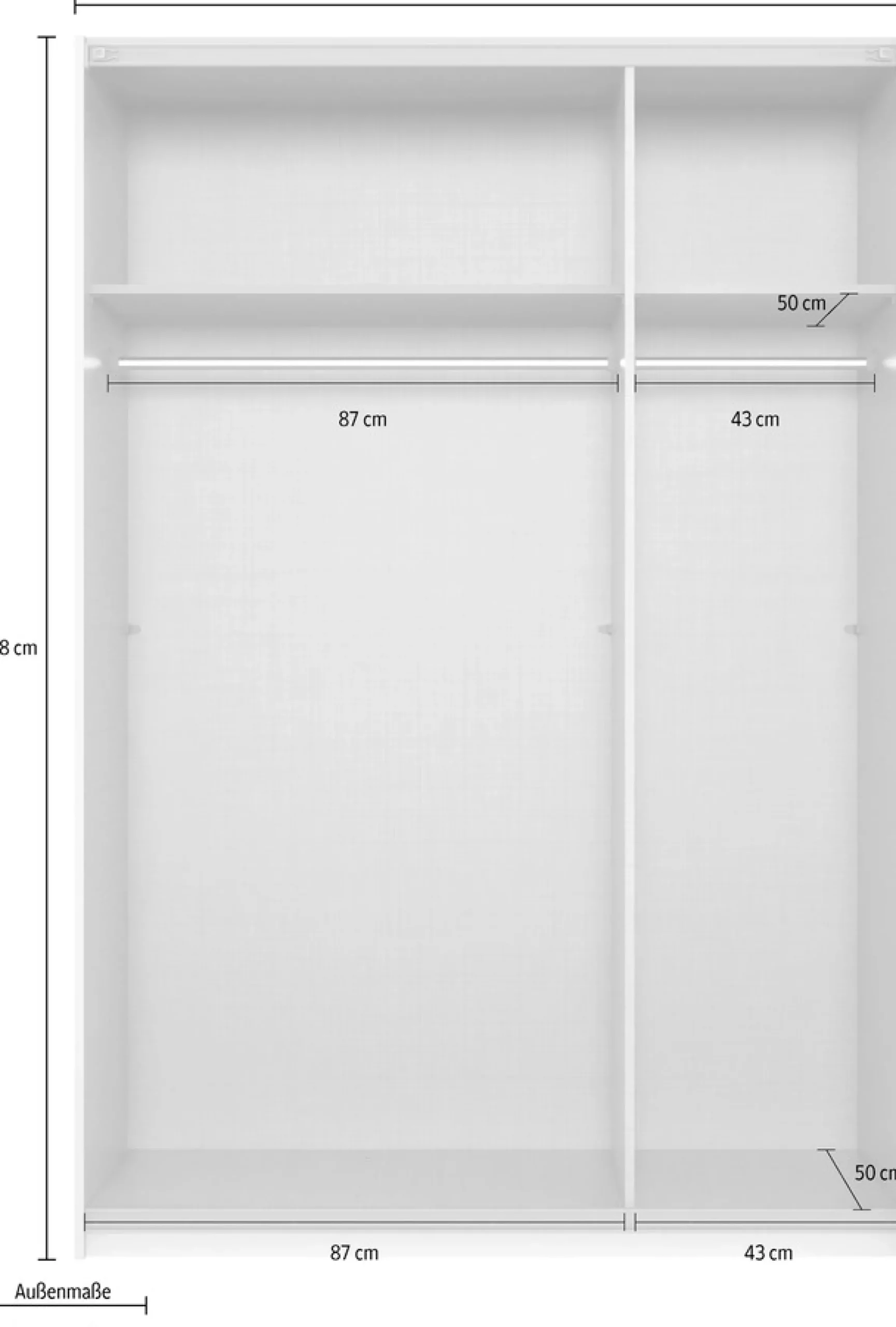 Wimex Kleiderschrank »Mugano, B/T/H 135 oder 180/65/198cm, Made in Germany« wähle Deine Ausstattung: Basic oder Premium!,2 Schwebetüren mit oder ohne Spiegel, Metallgriffe