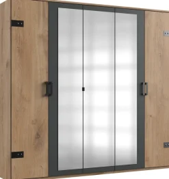 Wimex Kleiderschrank »Stockholm, rustikale Optik im Industrial Design, Made in Germany« mit Spiegel, 225x58x210 cm, Made in Germany