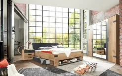 Wimex Kleiderschrank »Stockholm, rustikale Optik im Industrial Design, Made in Germany« mit Spiegel, 225x58x210 cm, Made in Germany