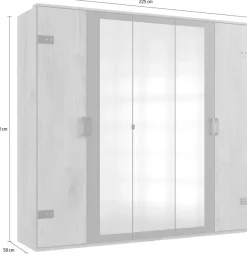 Wimex Kleiderschrank »Stockholm, rustikale Optik im Industrial Design, Made in Germany« mit Spiegel, 225x58x210 cm, Made in Germany
