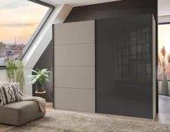 Wimex Kleiderschrank »Tilburg, Metallgriffe, Made in Germany« Breite 270cm wahlweise mit 2 oder 3 Türen,mit Schwebetüren, jeweils 1 Glaselement, 180, 225 oder 270cm breit