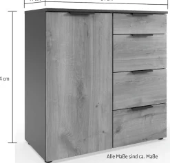 Wimex Kombikommode »Level by fresh to go« 1-türig mit 4 Schubladen, soft-close Funktion, 81cm breit, 84cm hoch