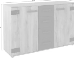 Wimex Kombikommode »Malmö, Schrank mit 2 Türen und 4 Schubladen, Made in Germany« im rusikaler look, Industrial Design, 130x41x83cm