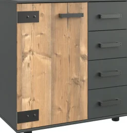 Wimex Kombikommode »Stockholm, Schrank Made in Germany« rustikale Optik Industrial-Look, 1-türig mit 4 Schubladen, 81/41/83 cm