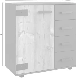 Wimex Kombikommode »Stockholm, Schrank Made in Germany« rustikale Optik Industrial-Look, 1-türig mit 4 Schubladen, 81/41/83 cm