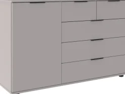 Wimex Kombikommode »Tilburg, Sideboard 130x43x83cm, Made in Germany« mit schwarzen Metallgriffen, Stauraum hinter 1 Tür und in 5 Schubladen