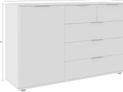 Wimex Kombikommode »Tilburg, Sideboard 130x43x83cm, Made in Germany« mit schwarzen Metallgriffen, Stauraum hinter 1 Tür und in 5 Schubladen