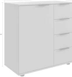 Wimex Kombikommode »Tilburg, 81x43x83cm, Made in Germany« mit schwarzen Metallgriffen, Stauraum hinter 1 Tür und in 4 Schubladen