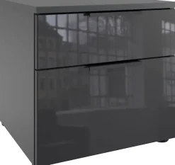 Wimex Nachtkommode »Level36 black C by fresh to go« Nachttisch mit Glaselementen auf der Front, soft-close Funktion