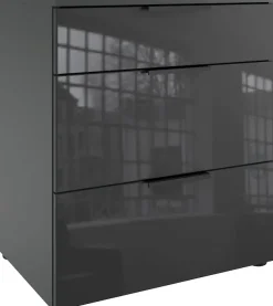 Wimex Nachtkommode »Level36 black C by fresh to go« mit Glaselementen auf der Front, soft-close Funktion, 54cm breit