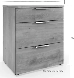 Wimex Nachtkommode »Level by fresh to go« 3 Schubladen mit soft-close Funktion, 54cm breit, 61cm hoch