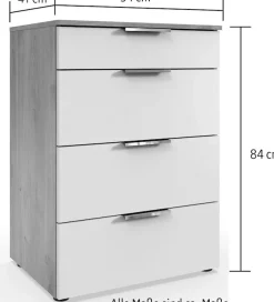 Wimex Schubkastenkommode »Level by fresh to go« 4 Schubladen mit soft-close Funktion, 54cm breit, 84cm hoch