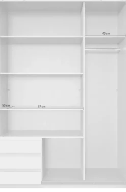 Wimex Schwebetürenschrank »Bahamas, Kleiderschrank in den Breiten 135cm und 180cm erhältlich« inkl. drei farblich abgesetzter Schubladen