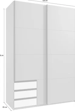 Wimex Schwebetürenschrank »Bahamas, Kleiderschrank in den Breiten 135cm und 180cm erhältlich« inkl. drei farblich abgesetzter Schubladen