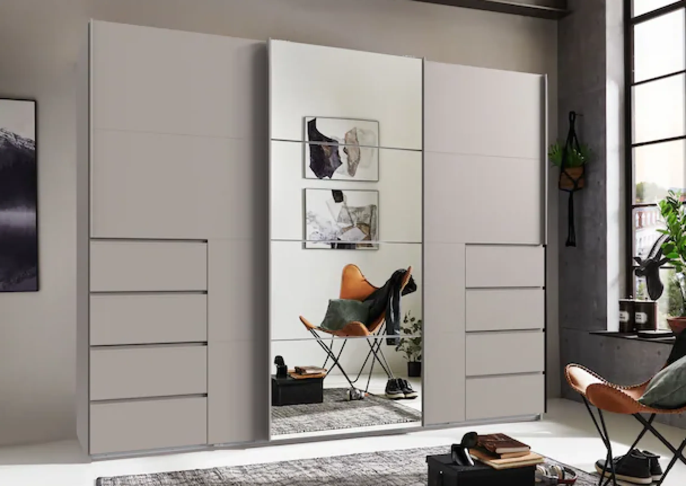 Wimex Schwebetürenschrank »Bali in den Breiten 225cm & 270cm, Kleiderschrank mit Spiegel« Schrank mit 3 Türen, Farbe: Kaschmir