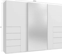 Wimex Schwebetürenschrank »Bali in den Breiten 225cm & 270cm, Kleiderschrank mit Spiegel« Schrank mit 3 Türen, Farbe: Kaschmir