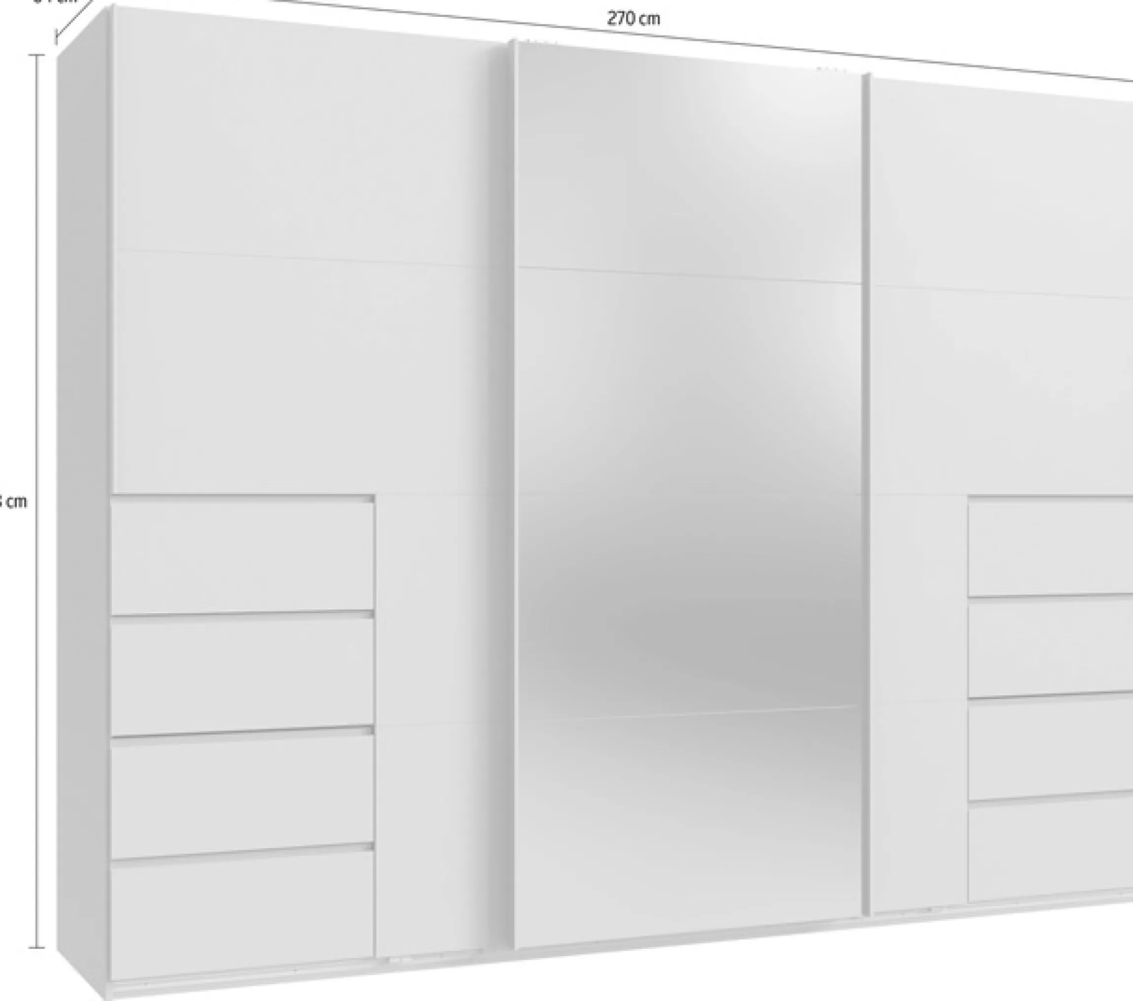 Wimex Schwebetürenschrank »Bali in den Breiten 225cm & 270cm, Kleiderschrank mit Spiegel« Schrank mit 3 Türen, Farbe: Kaschmir