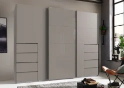 Wimex Schwebetürenschrank »Bali in den Breiten 225cm & 270cm, Kleiderschrank mit Glaselement« Schrank mit 3 Türen, in den Farben: grafit oder saharagrau erhältlich