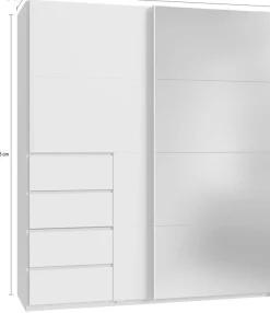Wimex Schwebetürenschrank »Bali in den Breiten 180cm, 225cm & 270cm, Kleiderschrank mit Spiegel« erhältlich in der Farbe: Kaschmir,Schrank mit 4 Schubladen