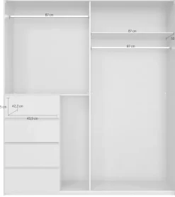 Wimex Schwebetürenschrank »Bali in den Breiten 180cm, 225cm & 270cm, Kleiderschrank mit Spiegel« erhältlich in der Farbe: Kaschmir,Schrank mit 4 Schubladen