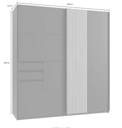 Wimex Schwebetürenschrank »Coburg, Kleiderschrank Made in Germany« mit Akustikpaneel Optik oder Holzoptik eichefarben, 180cm breit