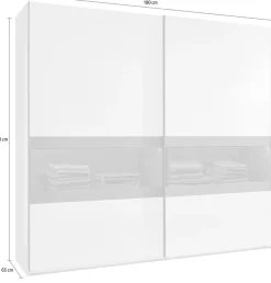 Wimex Schwebetürenschrank »Easy Plus, Kleiderschrank Made in Germany« mit Glaseinsatz/ Rauchglas, viele Breiten zur Auswahl, schwarze Griffe