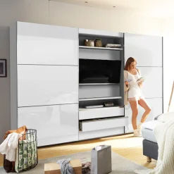 Wimex Schwebetürenschrank »Magic by fresh to go« tolles EXTRA: mit drehbarem TV-Element, Fronten aus Glas