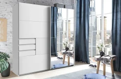 Wimex Schwebetürenschrank »Oldenburg, Kleiderschrank mit Spiegel in weiß, 3 Schubladen« B/T/H: 180/64/198cm, inklusive geräumigen Innenleben, Made in Germany,mit Spiegel