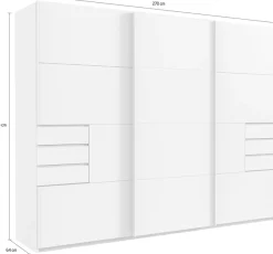 Wimex Schwebetürenschrank »Saigon, mit kompletter Innenausstattung, Made in Germany« Kleiderschrank 3-türig, 270cm breit, mit 6 praktischen Außenschubladen