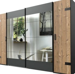 Wimex Schwebetürenschrank »Stockholm, Schlafzimmerschrank mit Industrial-Look, rustikale Optik« Kleiderschrank mit Spiegel BESTSELLER Schrank Garderobe