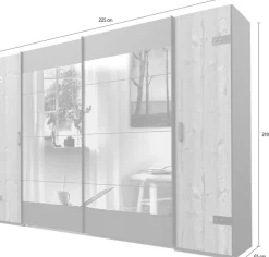 Wimex Schwebetürenschrank »Stockholm, Schlafzimmerschrank mit Industrial-Look, rustikale Optik« Kleiderschrank mit Spiegel BESTSELLER Schrank Garderobe
