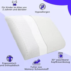 Wolkenfeld Babykissen »Eron Kinderkissen« Weiches und Atmungsaktives Kinderkopfkissen - Natürliches Memory Foam