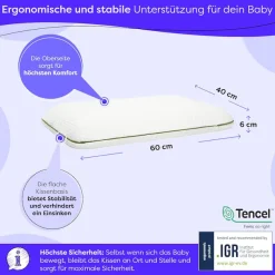 Wolkenfeld Babykissen »Eron Kinderkissen« Weiches und Atmungsaktives Kinderkopfkissen - Natürliches Memory Foam