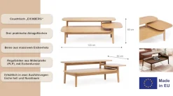 Woodman Couchtisch »Eichberg, Kafeetisch, Sofatisch, Wohnzimmertisch« mit 3 verschiedenen Ebenen, Breite 120 cm, FSC®-zertifiziert