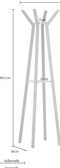 Woodman Garderobe »Monti« im skandinavian Design, aus massiver Eiche,mit 4 Haken, FSC®