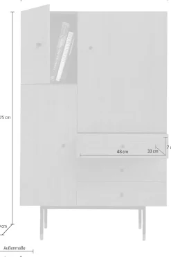 Woodman Highboard »Jugend Kommode« Stauraumschrank mit Holzfurnier aus Eiche, Breite 90 cm, FSC®