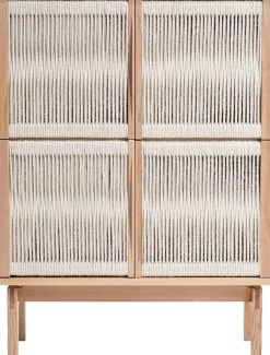 Woodman Highboard »Lidia« Stauraumschrank, Türenfronten aus geflochtenem Hanfseil, Breite 90 cm