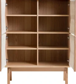 Woodman Highboard »Lidia« Stauraumschrank, Türenfronten aus geflochtenem Hanfseil, Breite 90 cm