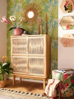 Woodman Highboard »Lidia« Stauraumschrank, Türenfronten aus geflochtenem Hanfseil, Breite 90 cm
